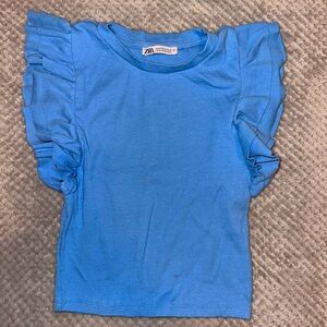 Zara Blue Ruffled Tank Top